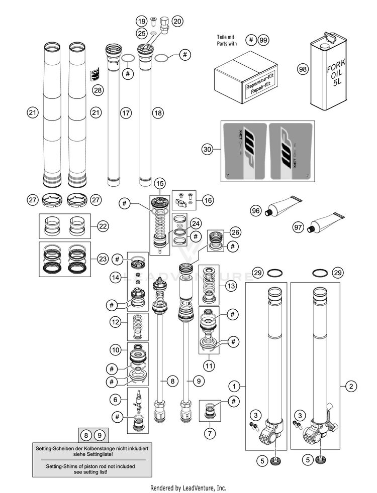 Front Fork Disassembled 450 SX-F FACTORY EDITION CHASSIS - 2019 Schematic