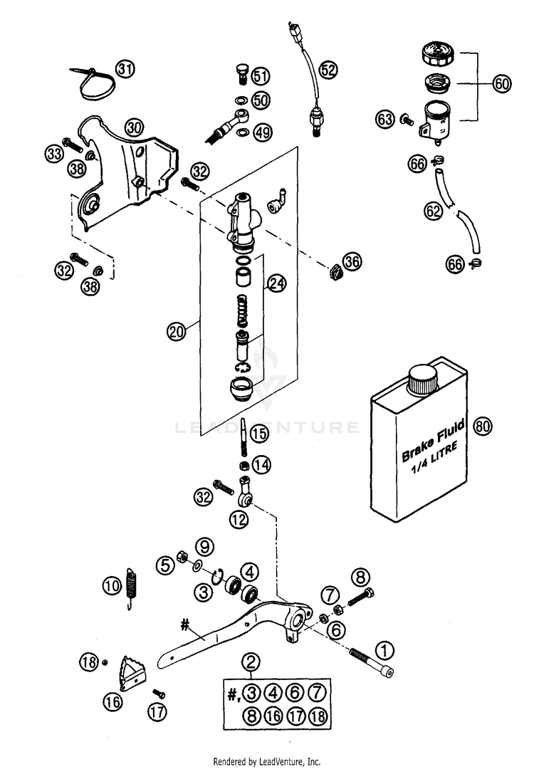 Rear Brake Control 200 EXC Chassis - 2003 Schematic