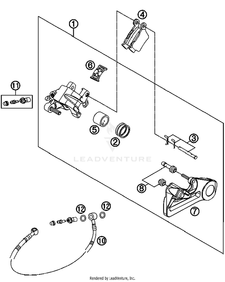 Brake Caliper Rear 450 SX-F FACT. REPL. USA Chassis - 2012 Schematic