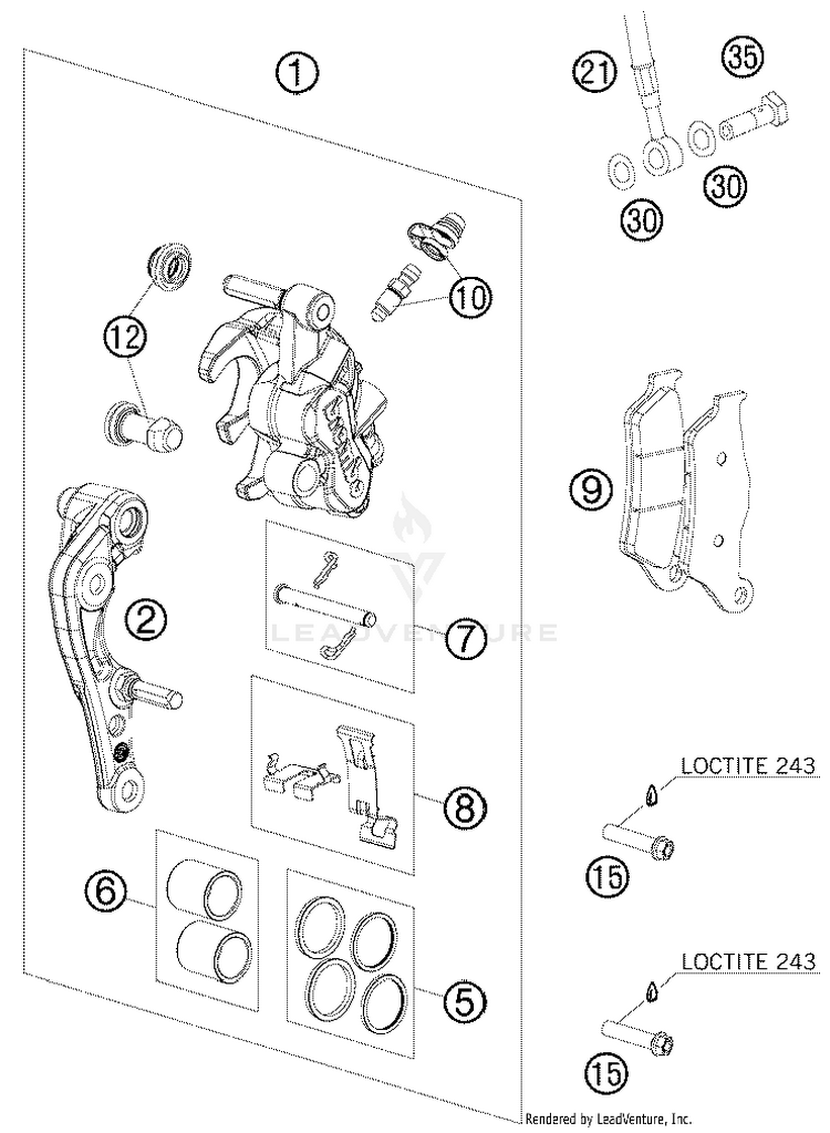 Brake Caliper Front 125 SX Chassis - 2012 Schematic