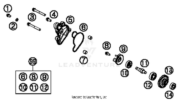 Water Pump 65 SX Engine - 2015 Schematic