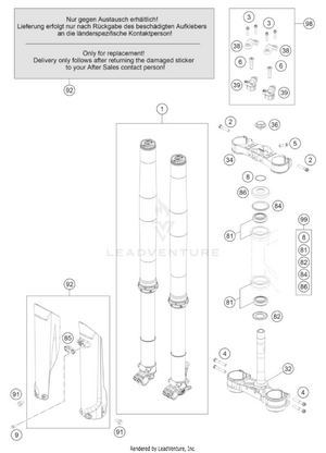 Front Fork, Triple Clamp Schematic