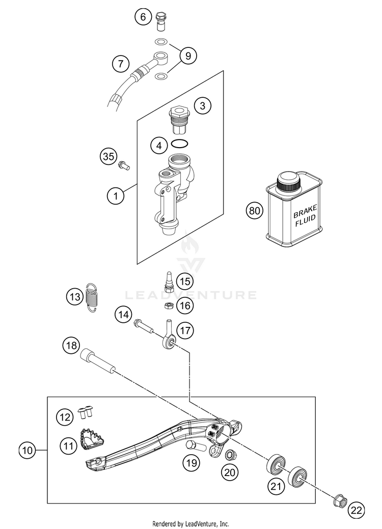 Rear Brake Control 250 XC-W TPI Chassis - 2021 Schematic