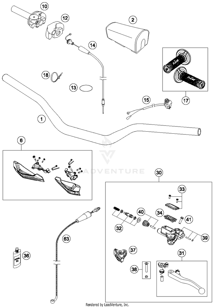 Handlebar, Controls 150 XC Chassis - 2014 Schematic