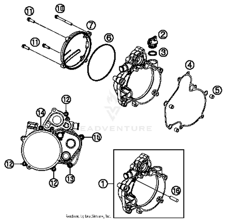 Clutch Cover 50 SX MINI Engine - 2016 Schematic