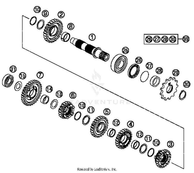 Transmission Ii - Countershaft 300 XCW Sixdays Engine - 2014 Schematic
