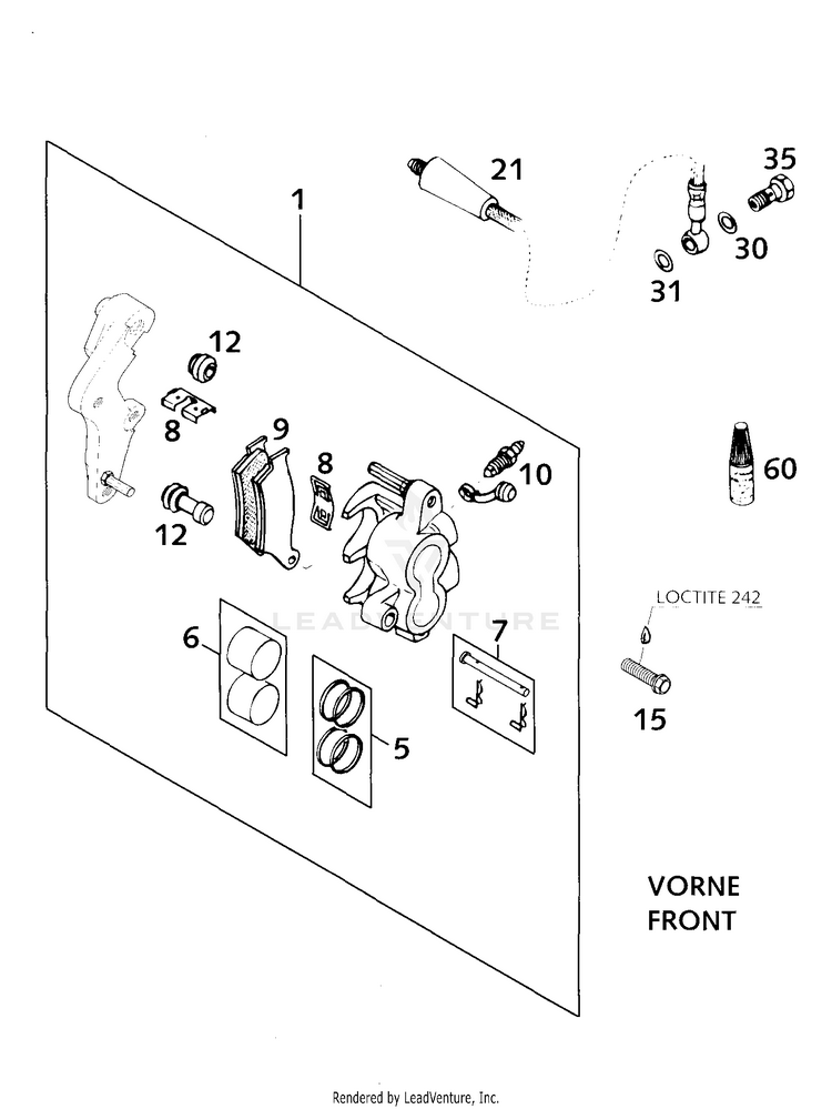 Brake Caliper Front 640 LC4-E Chassis - 2000 Schematic