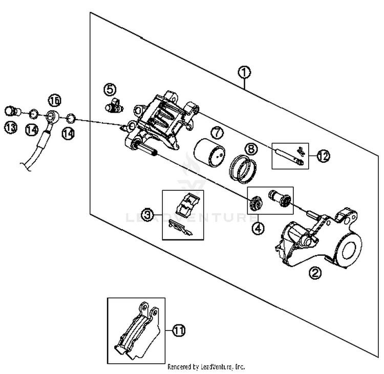 Brake Caliper Rear 690 DUKE ORANGE CHASSIS - 2017 Schematic