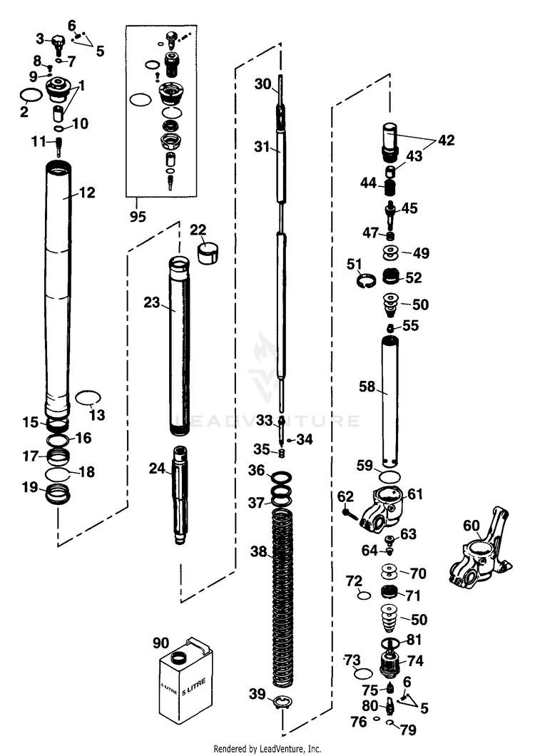 Fork Legs White Power 200 EXC Chassis - 2001 Schematic