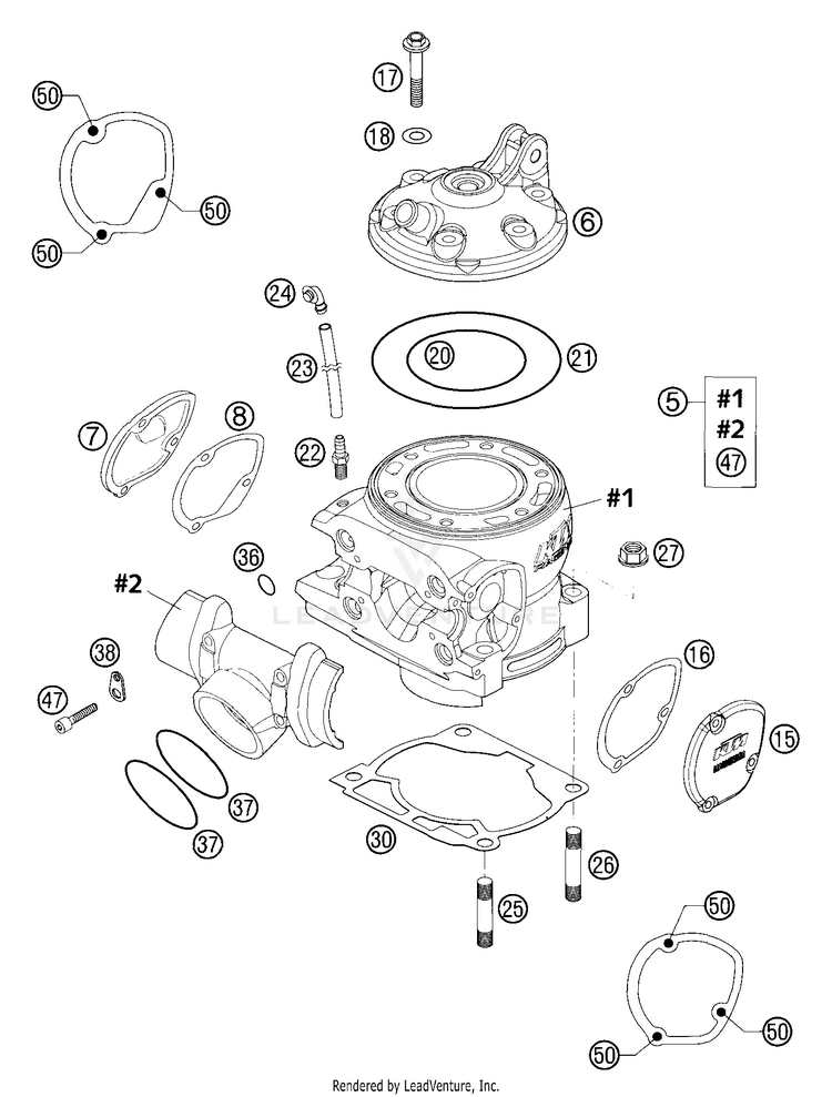 Cylinder, Cylinder Head 300 MXC Engine - 2004 Schematic