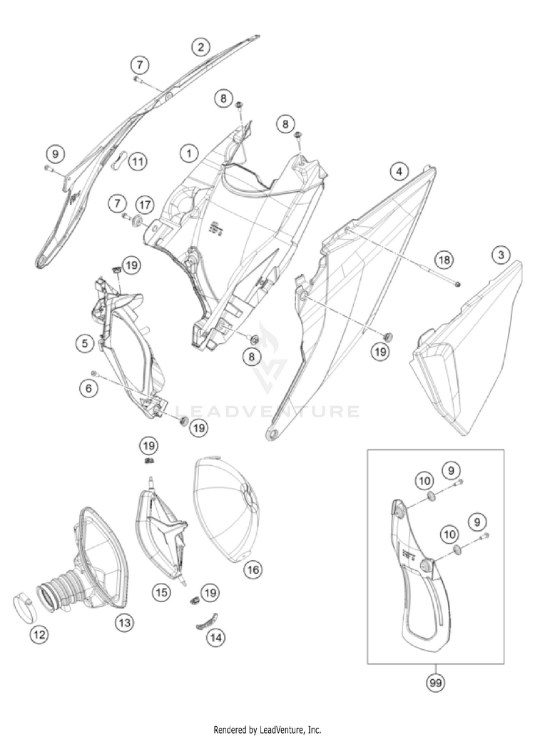 Air Filter 250 SX-F Chassis - 2022 Schematic