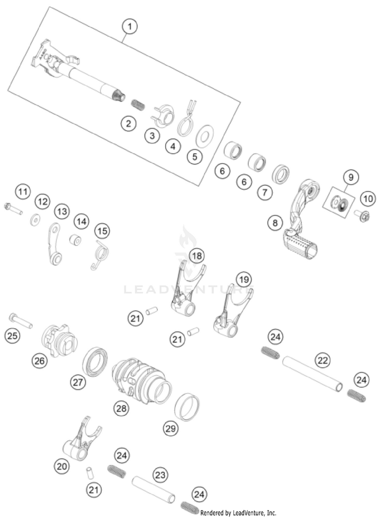 Shifting Mechanism 150 XC-W US ENGINE - 2024 Schematic