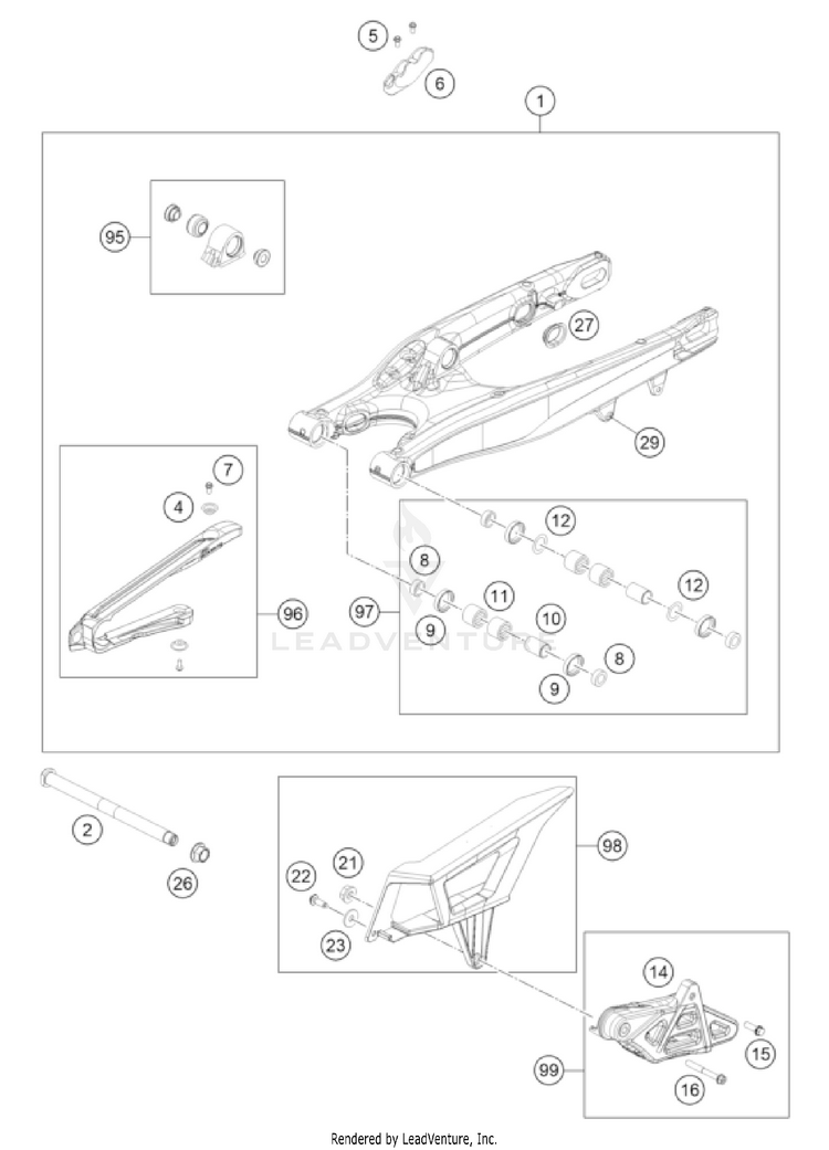 Swing Arm 500 EXC-F CHASSIS - 2023 Schematic
