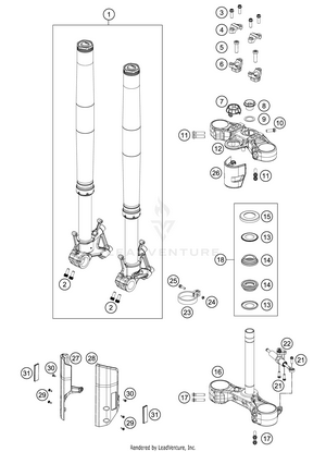Front Fork, Triple Clamp Schematic
