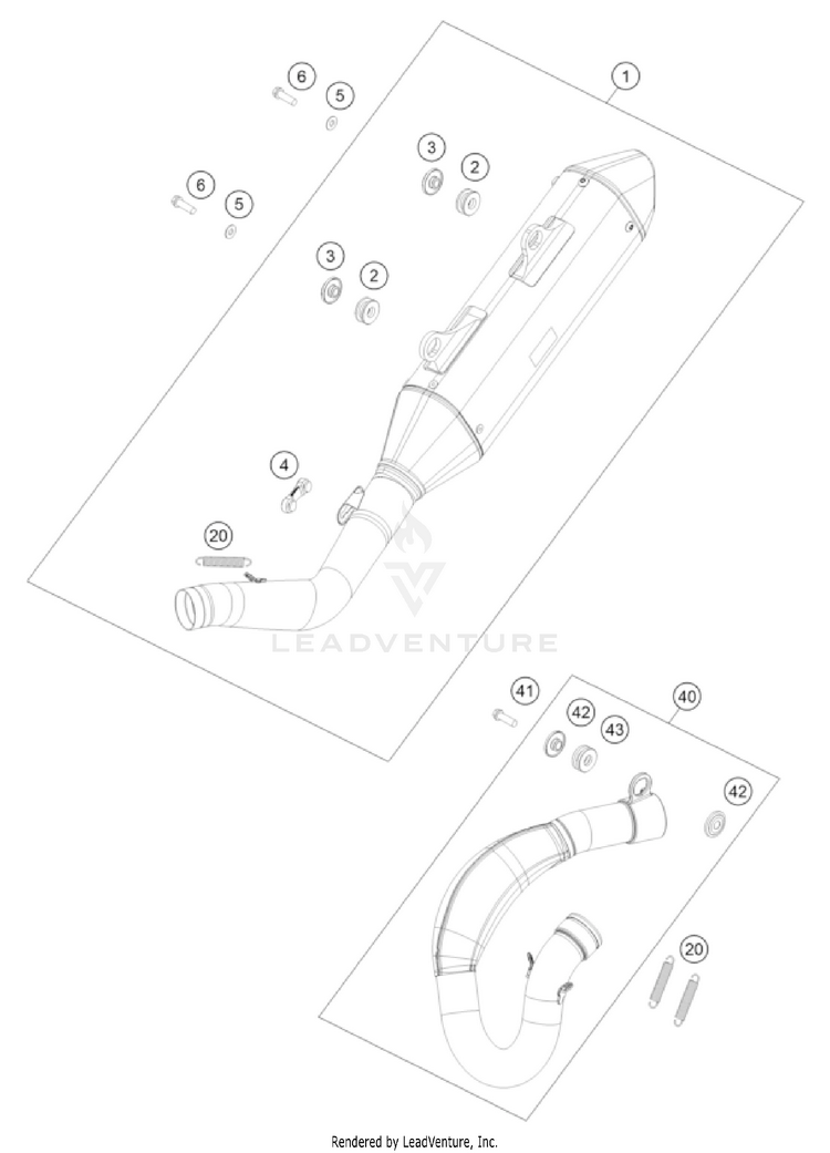 Exhaust System 350 SX-F CHASSIS - 2023 Schematic