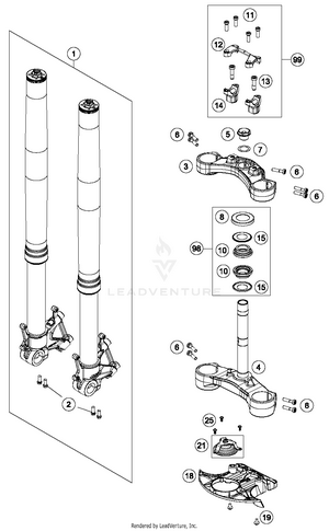 Front Fork, Triple Clamp Schematic