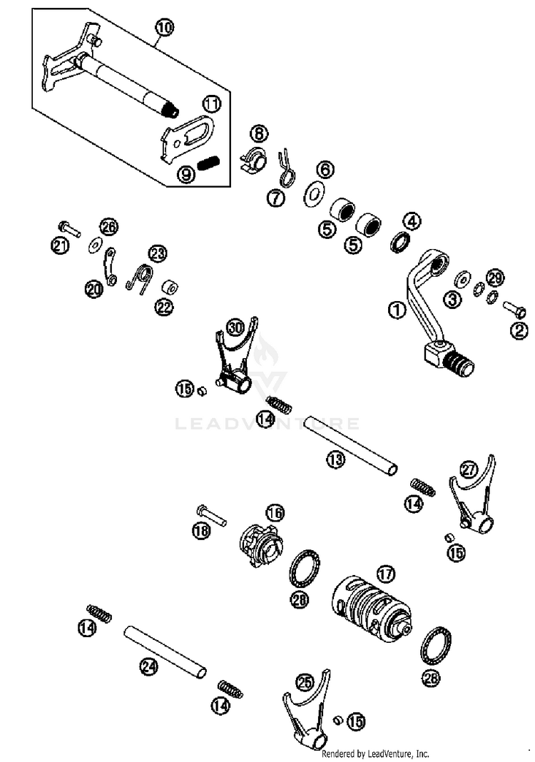 Shifting Mechanism 450 SX-F FACT. REPL. USA Engine - 2012 Schematic