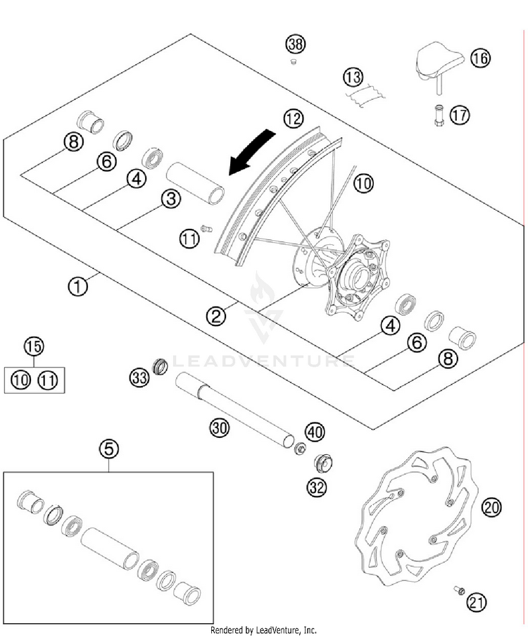 Front Wheel 200 XCW Chassis - 2012 Schematic