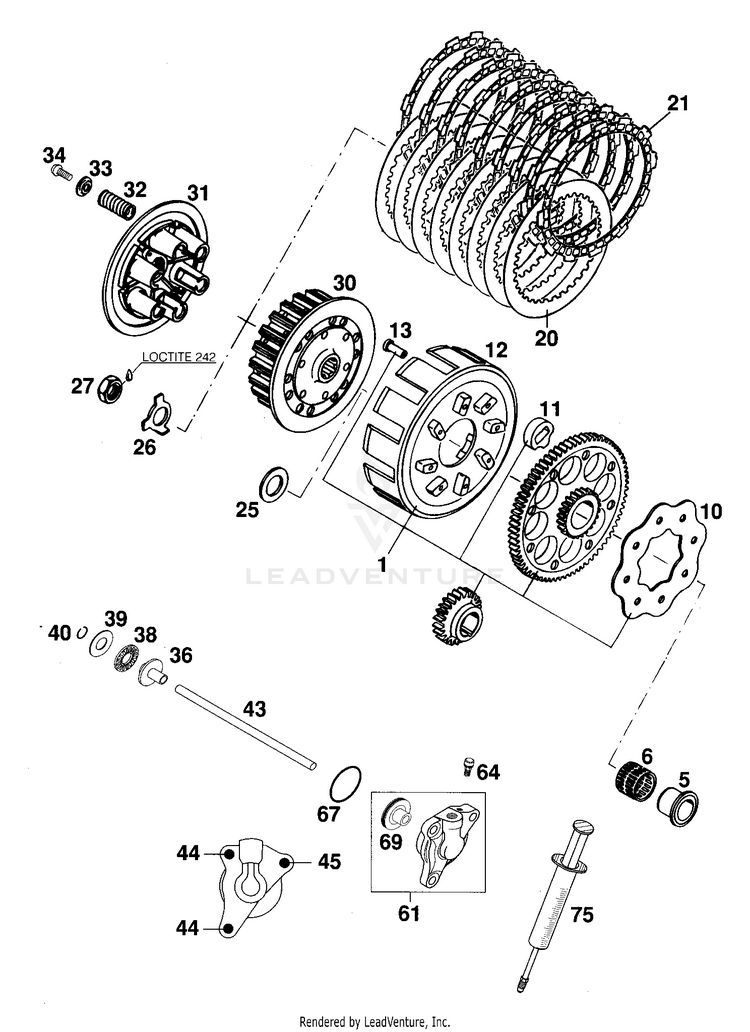 Clutch 250 EXC Engine - 2000 Schematic