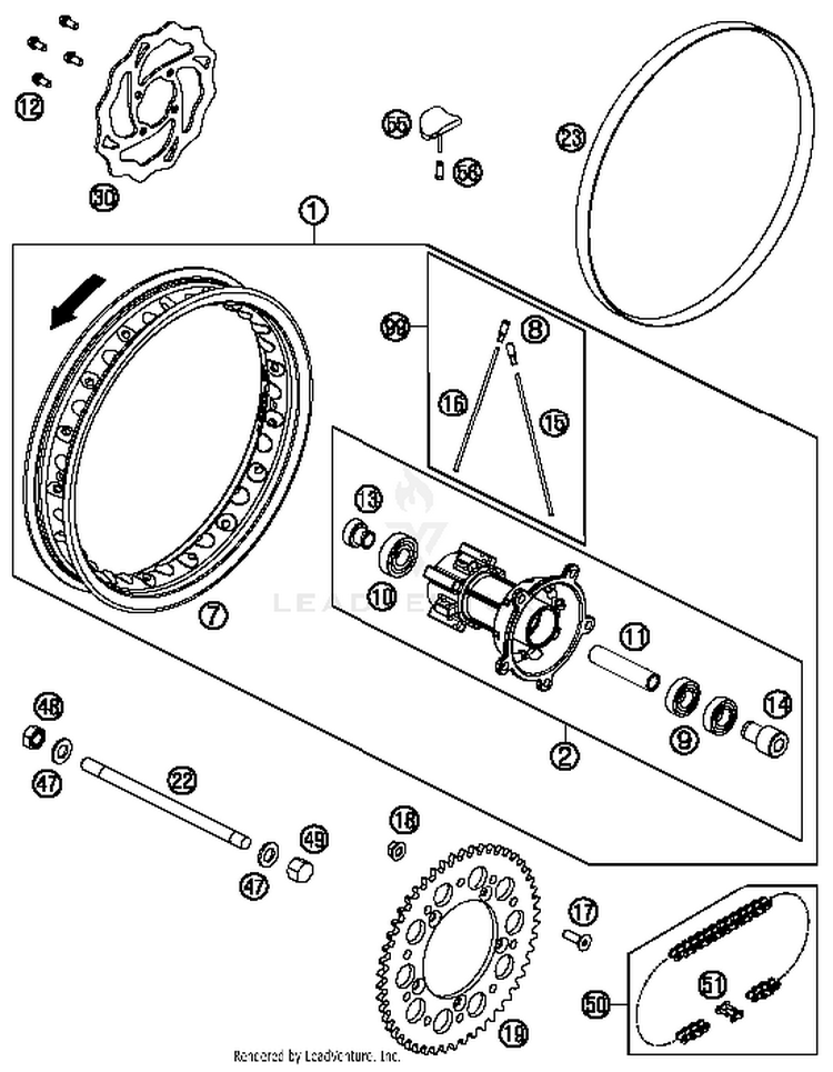 Rear Wheel 65 SX Chassis - 2014 Schematic