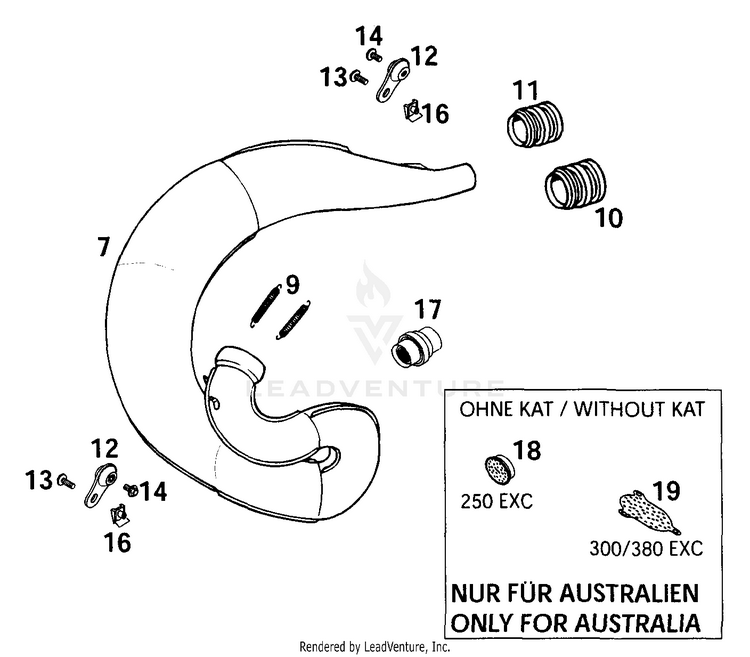 Exhaust Pipe 250 MXC Chassis - 2001 Schematic
