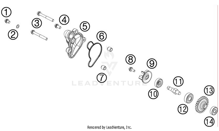 Water Pump 65 SX Engine - 2012 Schematic
