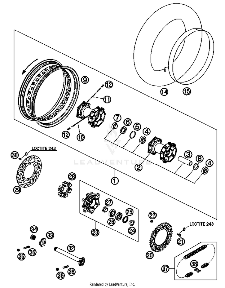 Rear Wheel 690 Supermoto Black Chassis - 2007 Schematic