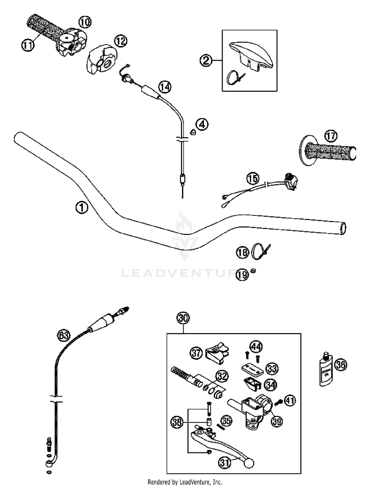 Handlebar, Controls 200 XC Chassis - 2007 Schematic