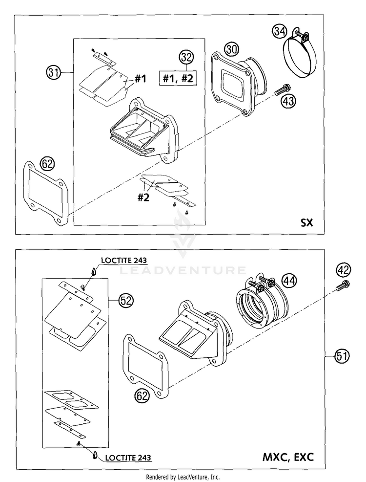 Reed Valve Case 300 MXC Engine - 2004 Schematic