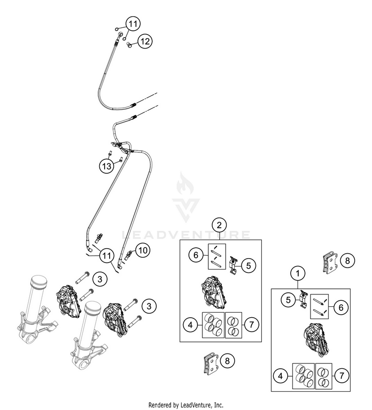 Front Brake Caliper 1290 SUPER ADVENTURE S SILVER CHASSIS - 2020 Schematic