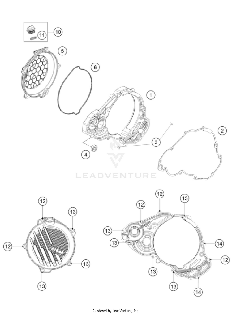 Clutch Cover 300 XC-W TPI USA ENGINE - 2024 Schematic