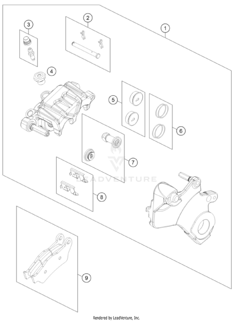 Rear Brake Caliper 1290 SUPER ADVENTURE S, grey CHASSIS - 2023 Schematic