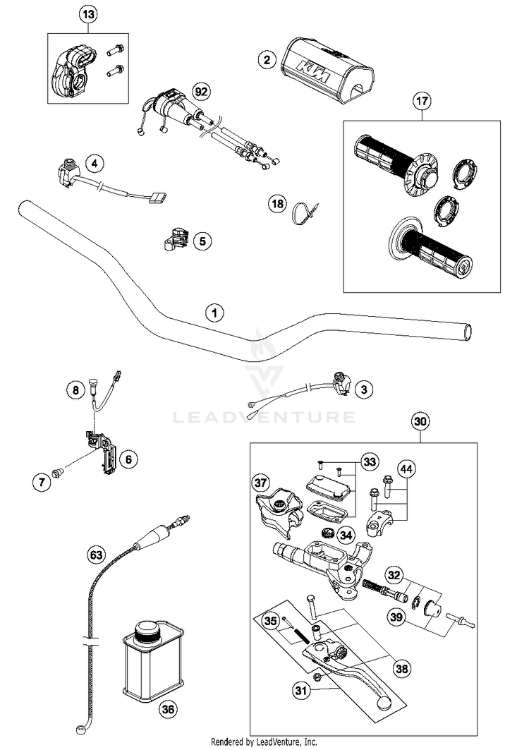 Handlebar, Controls 250 SX-F FACTORY EDITION Chassis - 2016 Schematic