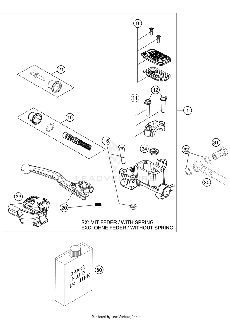 Front Brake Control 350 XC-F Chassis - 2021 Schematic