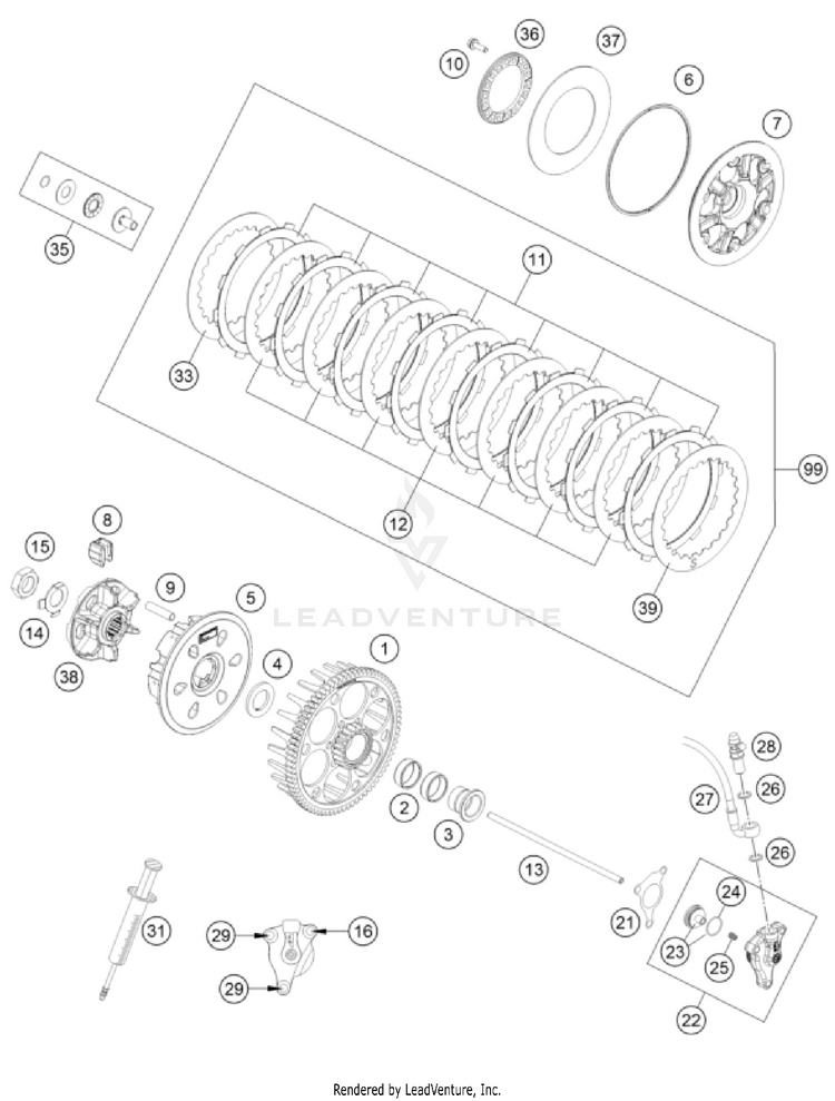 Clutch 500 EXC-F USA Engine - 2022 Schematic