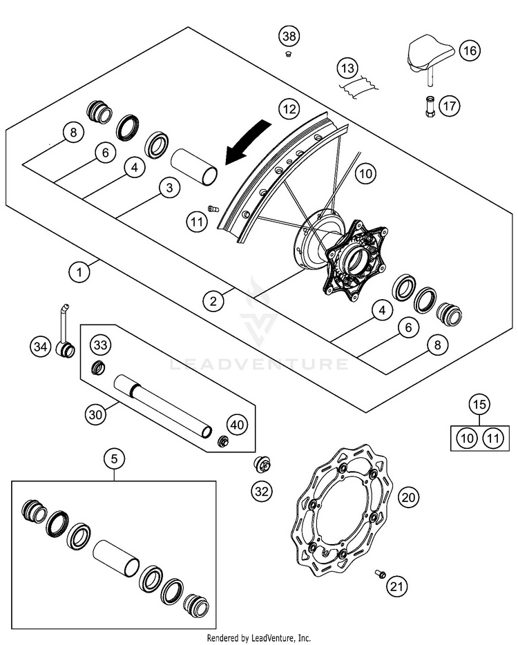 Front Wheel 450 EXC-F SIX DAYS CHASSIS - 2019 Schematic