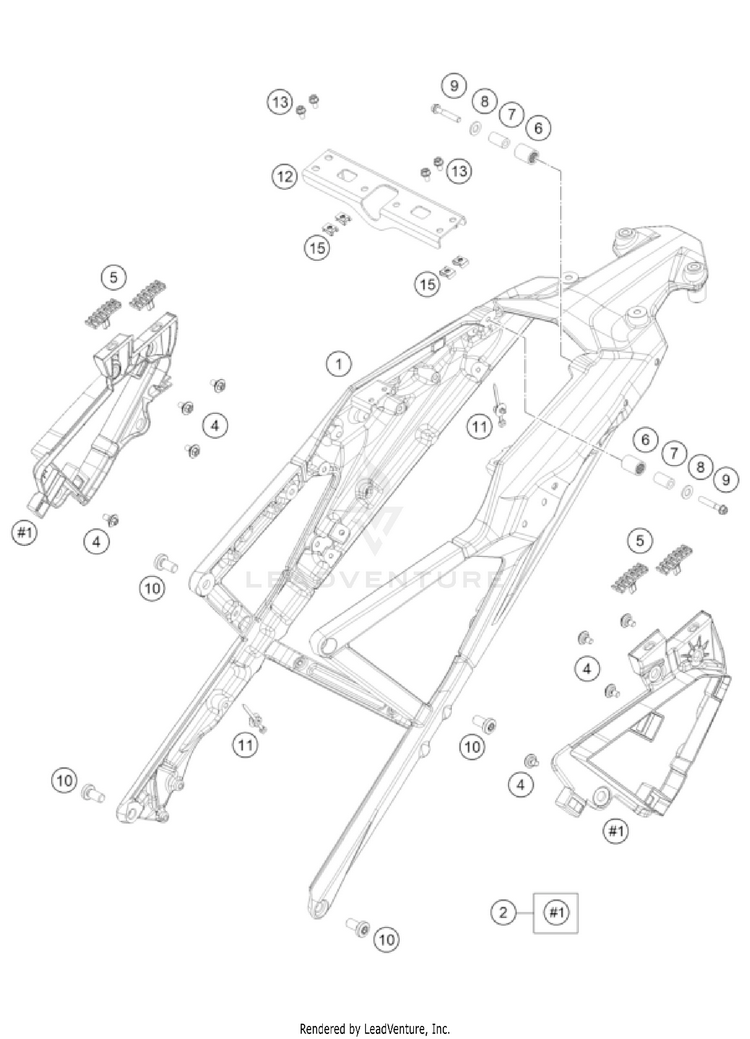 Subframe 1290 SUPER ADVENTURE S, orange US CHASSIS - 2022 Schematic