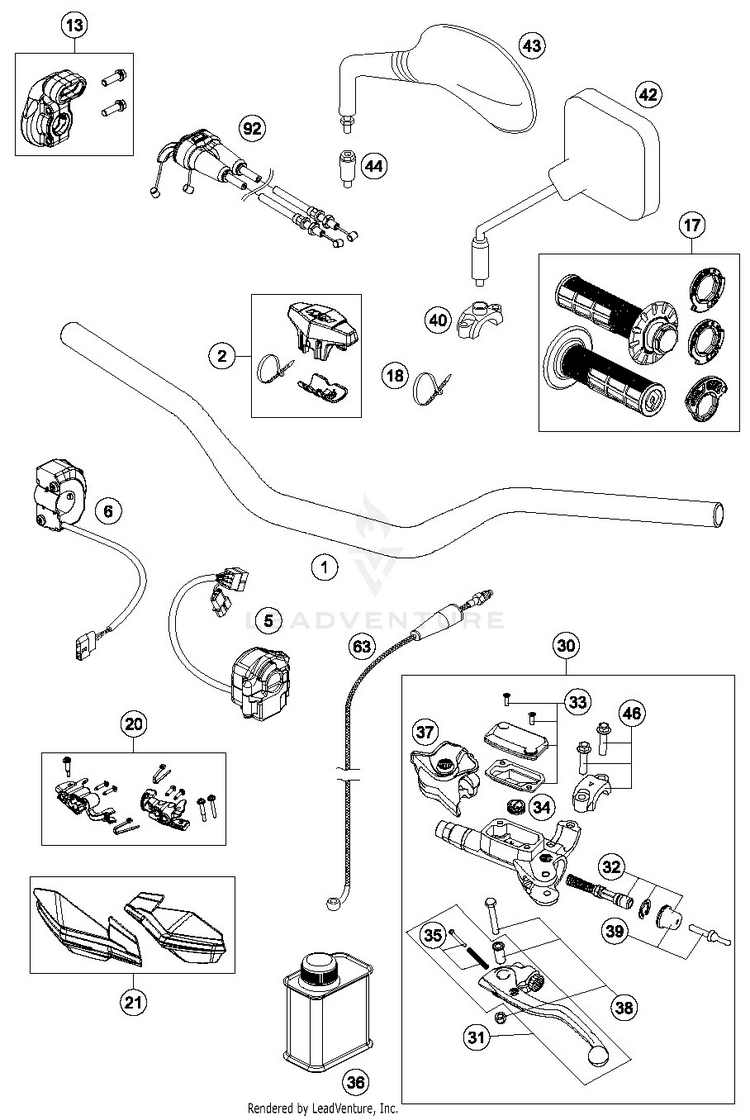 Handlebar, Controls 350 EXC-F CHASSIS - 2019 Schematic
