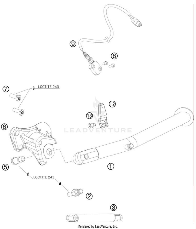 Side / Center Stand 990 Supermoto R Chassis - 2010 Schematic
