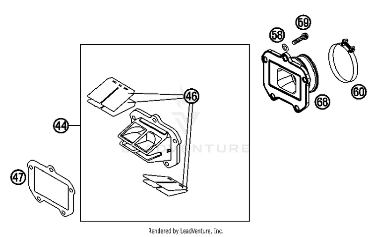 Reed Valve Case 150 XC Engine - 2013 Schematic