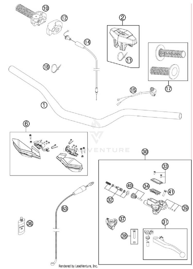 Handlebar, Controls 150 XC Chassis - 2012 Schematic