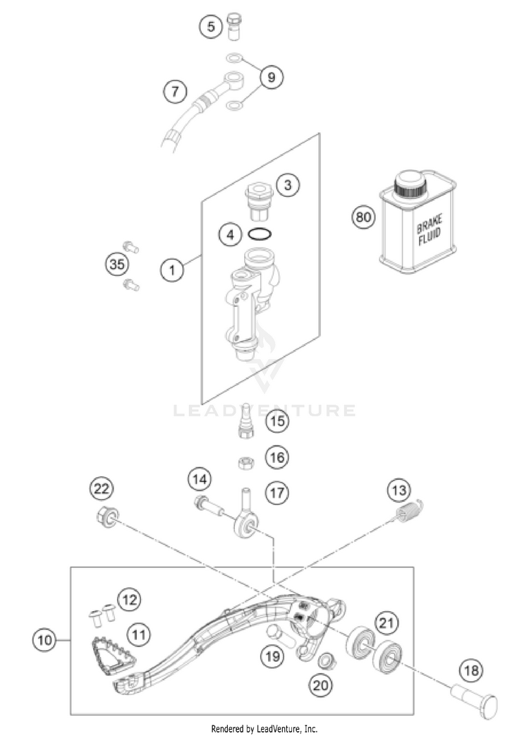 Rear Brake Control 350 XC-F CHASSIS - 2024 Schematic