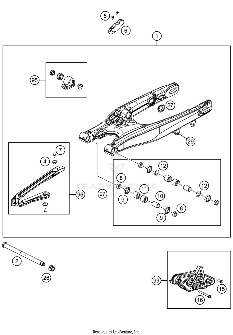 Swing Arm 300 XC-W TPI CHASSIS - 2020 Schematic