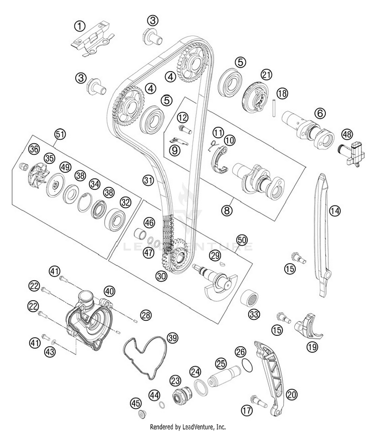 Timing Drive 350 EXC-F Engine - 2013 Schematic