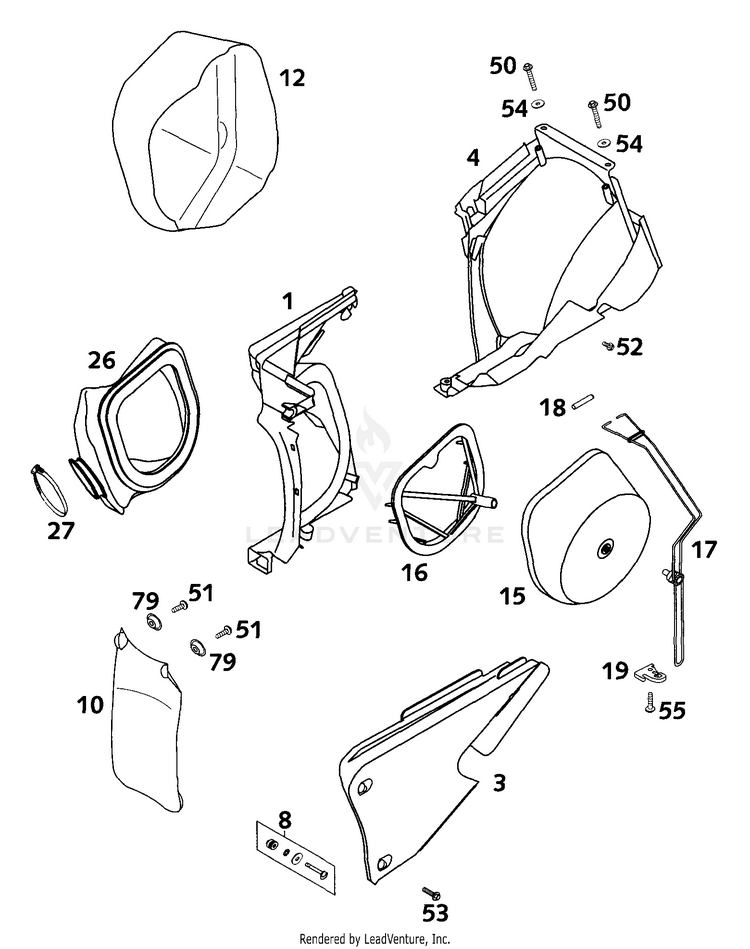 Air Filter Box 200 EXC Chassis - 2001 Schematic