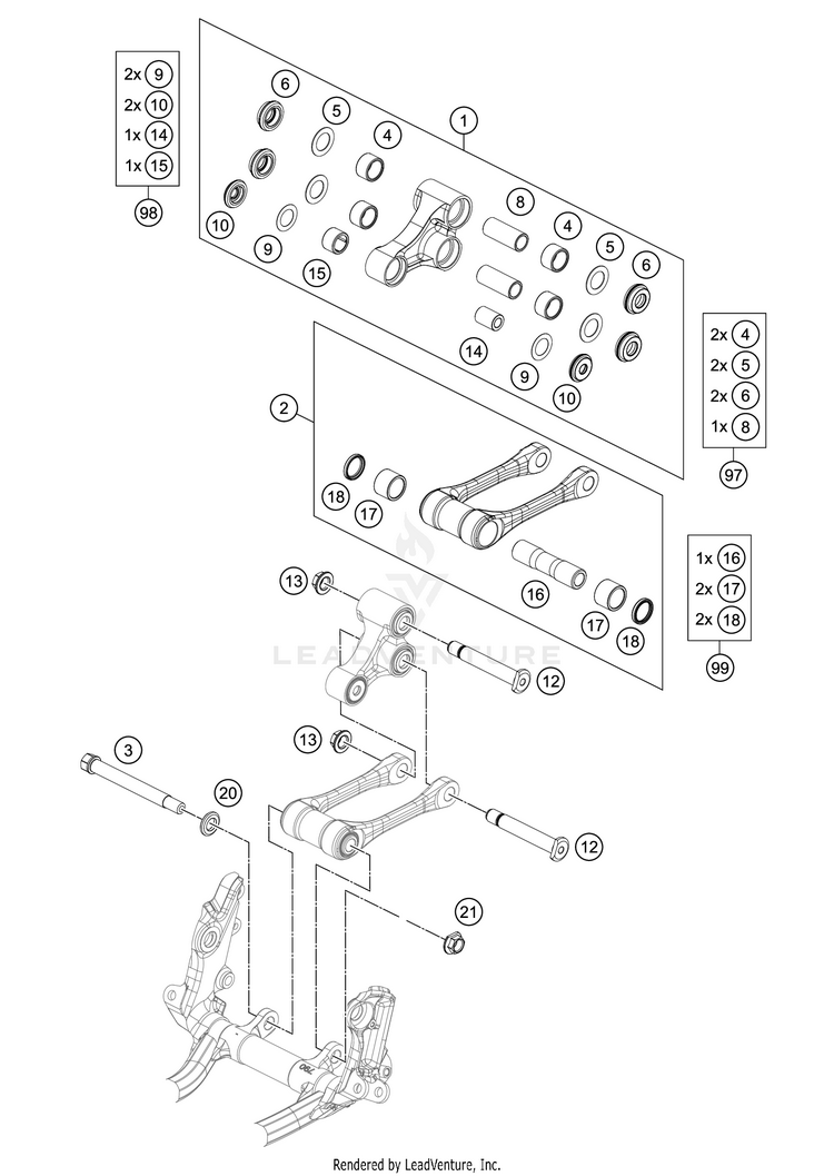 Pro Lever Linking 350 XC-F Chassis - 2021 Schematic