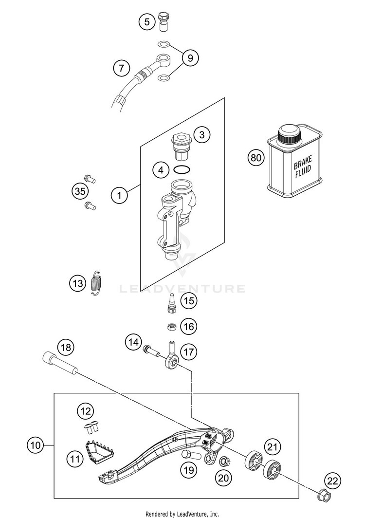 Rear Brake Control 250 XC TPI CHASSIS - 2020 Schematic