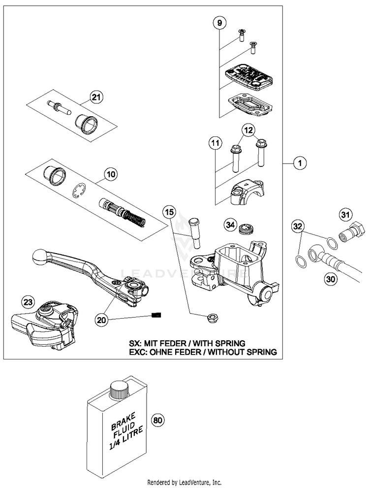 Hand Break Cylinder 350 SX-F CHASSIS - 2018 Schematic