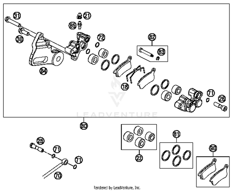 Brake Caliper Rear 65 SX Chassis - 2014 Schematic
