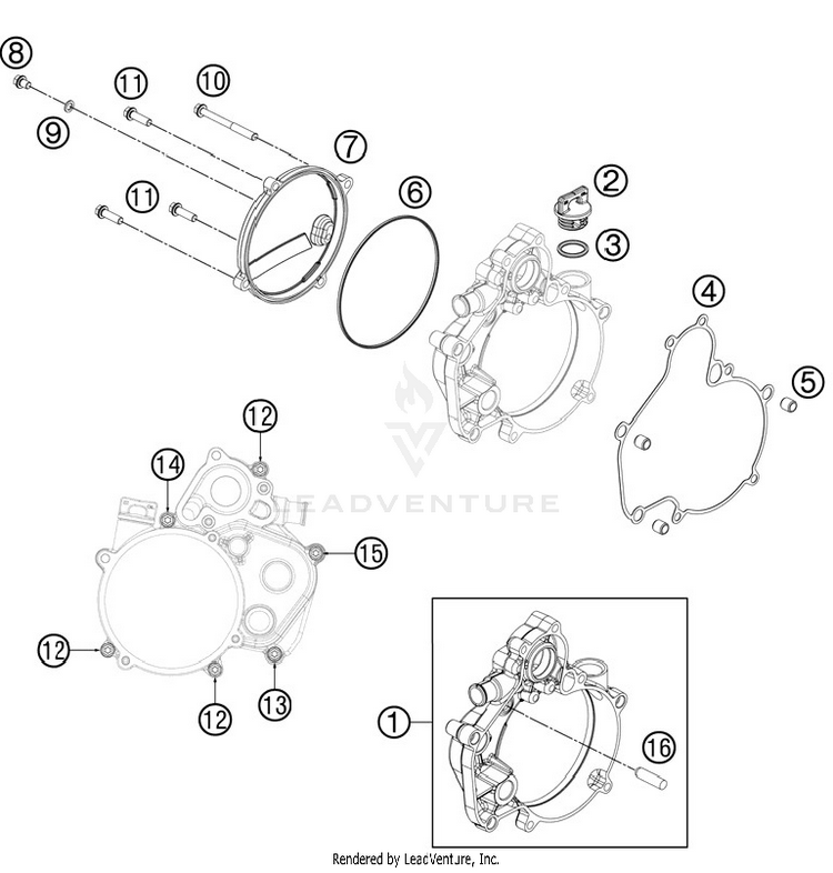 Clutch Cover 50 SX Engine - 2012 Schematic